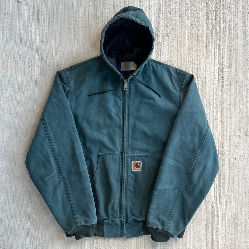 Carhartt green hooded work wear jacket